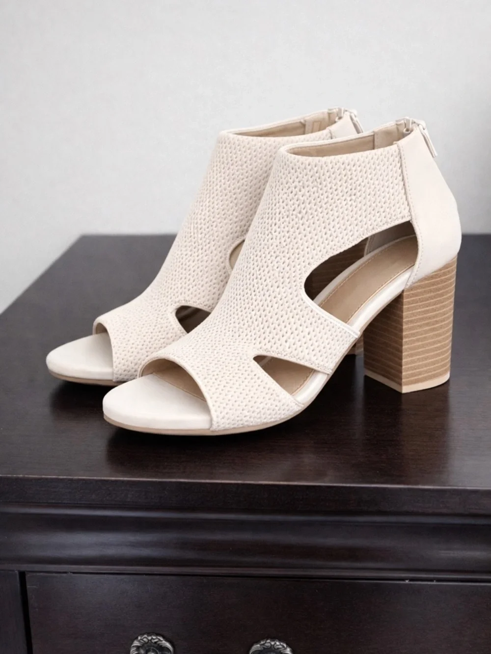 Breezy‎ Knit Open-Toe Mules in Cream - Picture 2 of 5